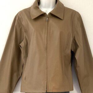 KC COLLECTIONS FAUX LEATHER JACKET TAN (Flaws)